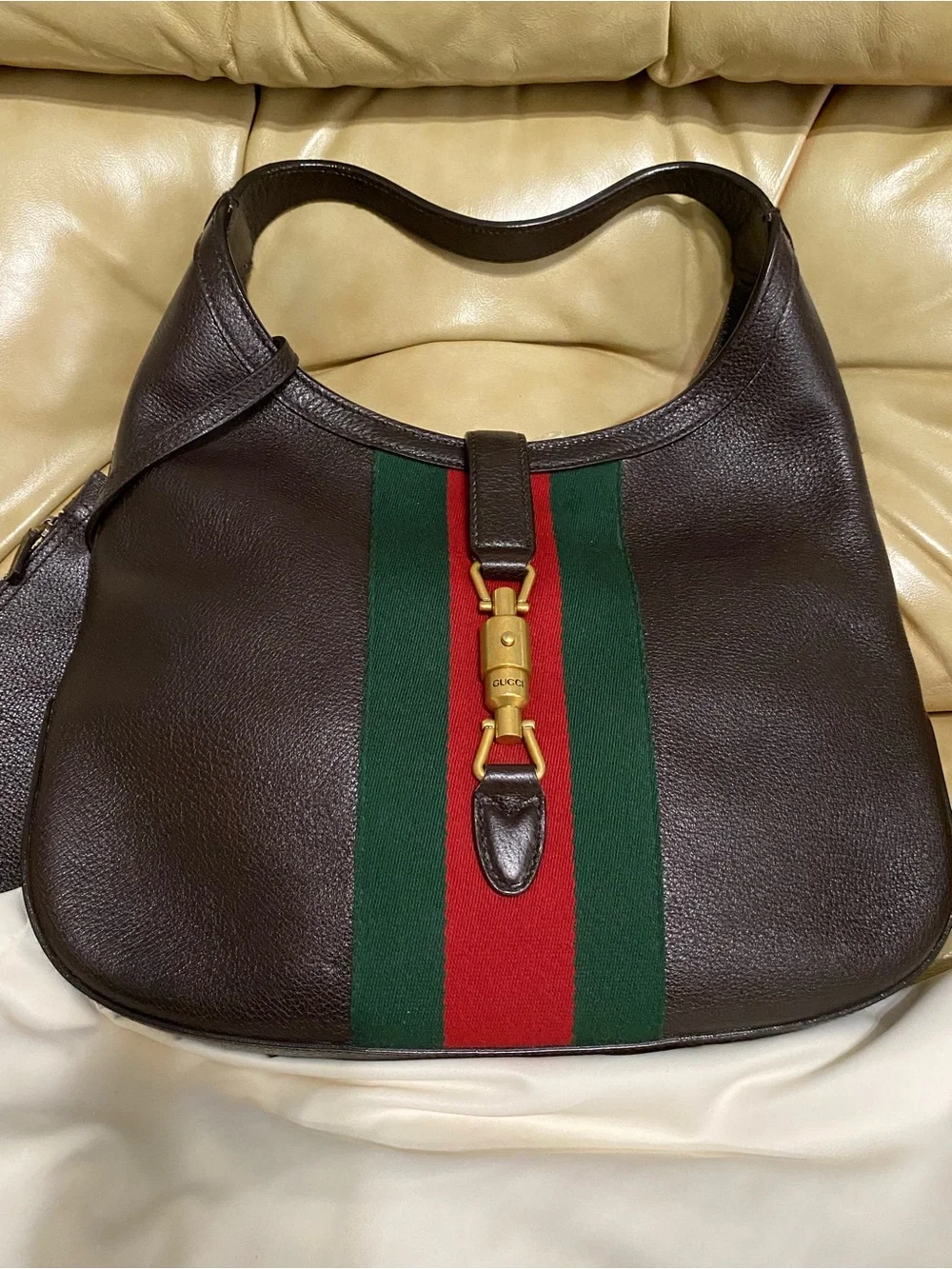 Spectacular Gucci "New Jackie" Hobo Leather Web Stripe w/Pouch 1961 - Picture 3 of 14
